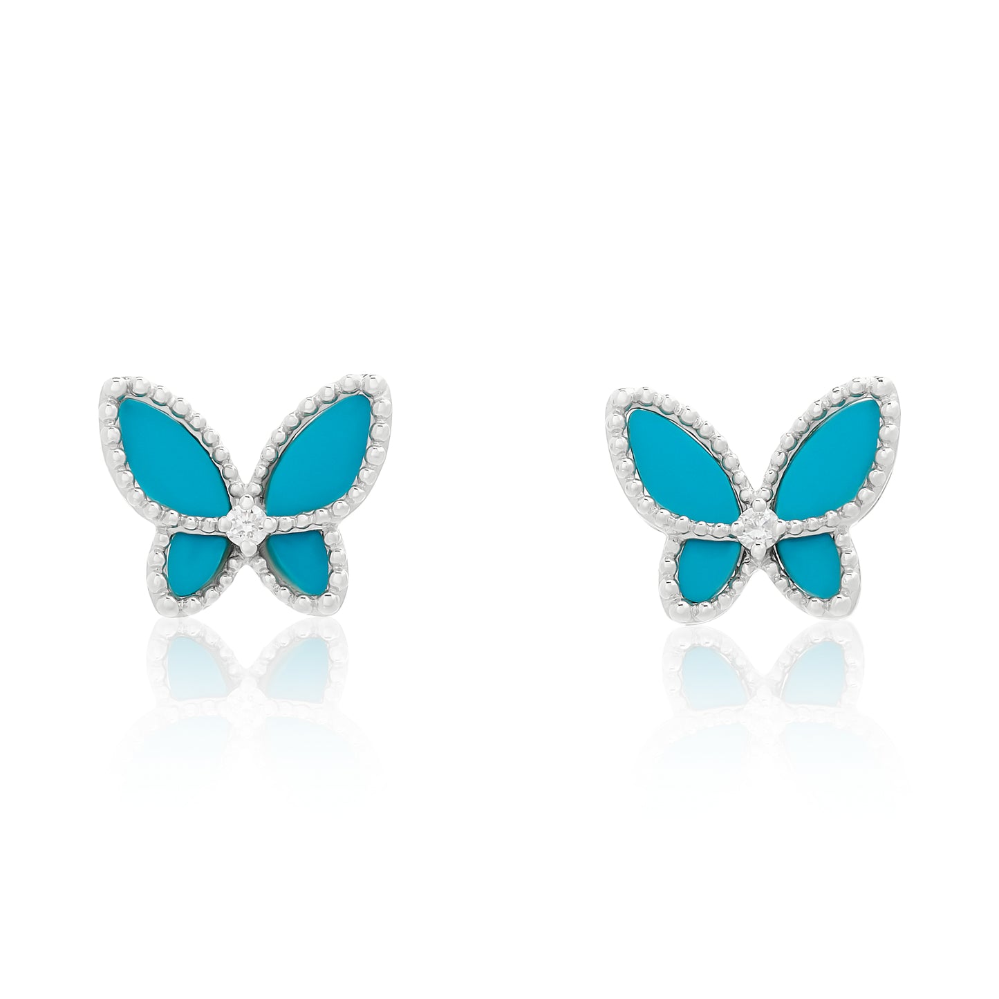 Turquoise and Diamond Butterfly Earrings