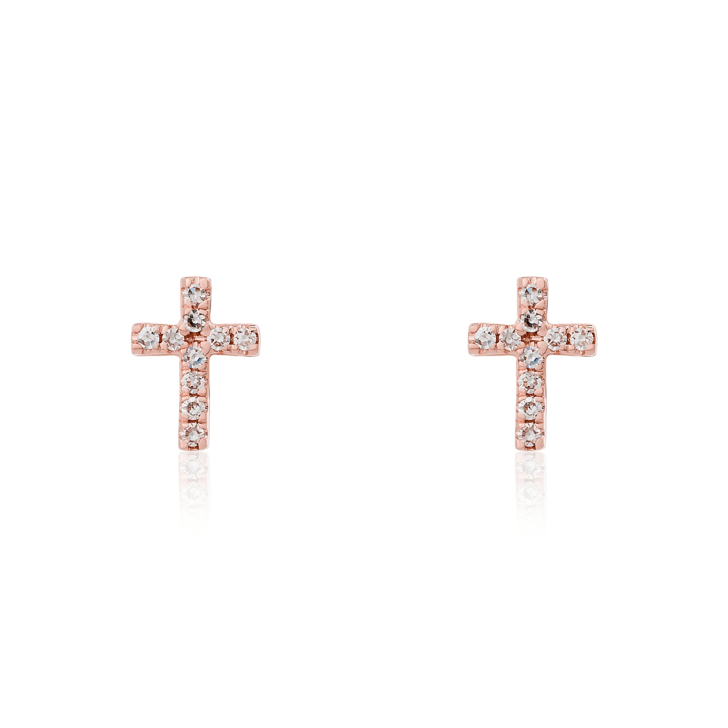 Petite Stud Diamond Cross Earrings