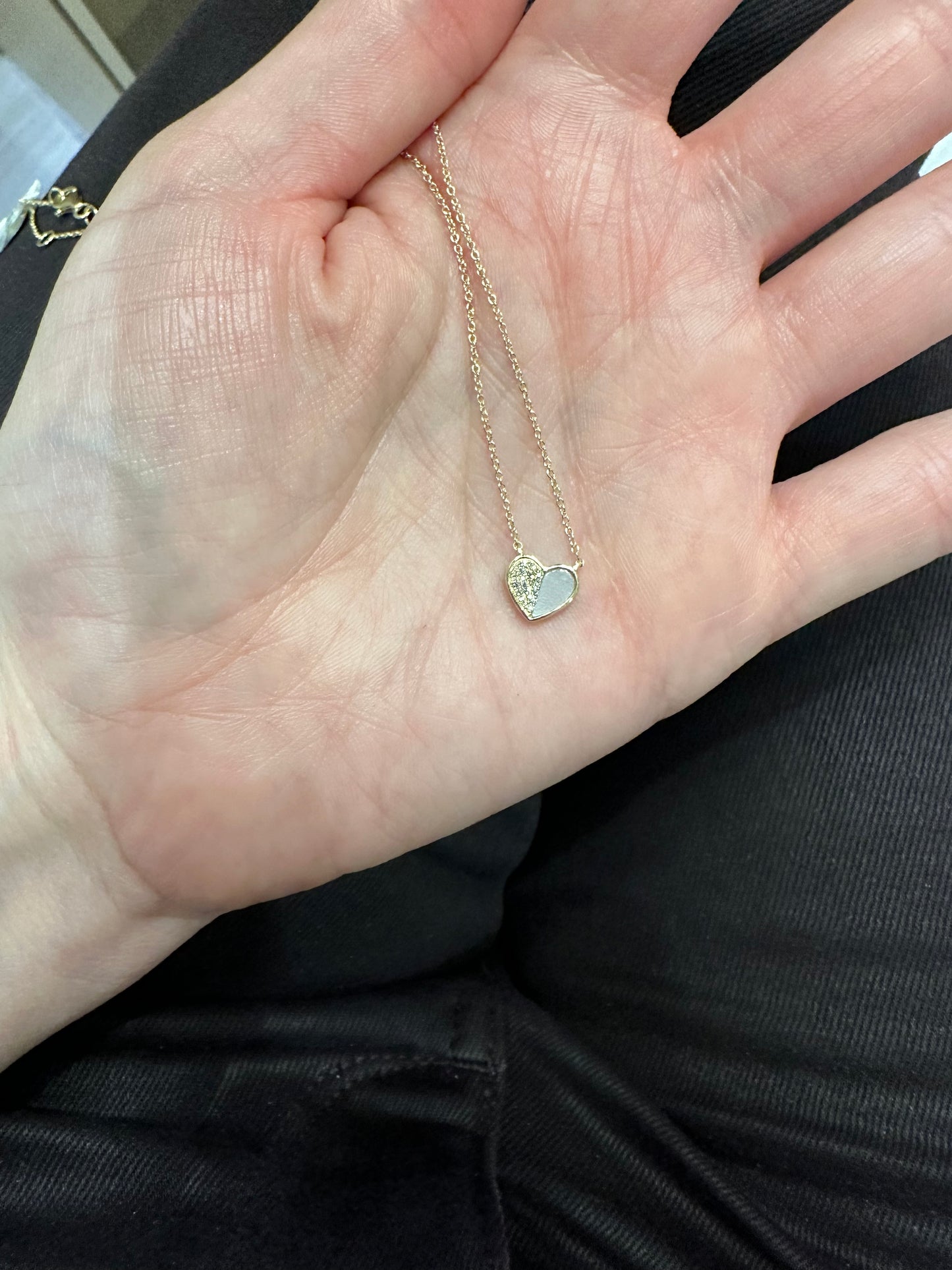 Mother of Pearl and Diamond Heart Pendant