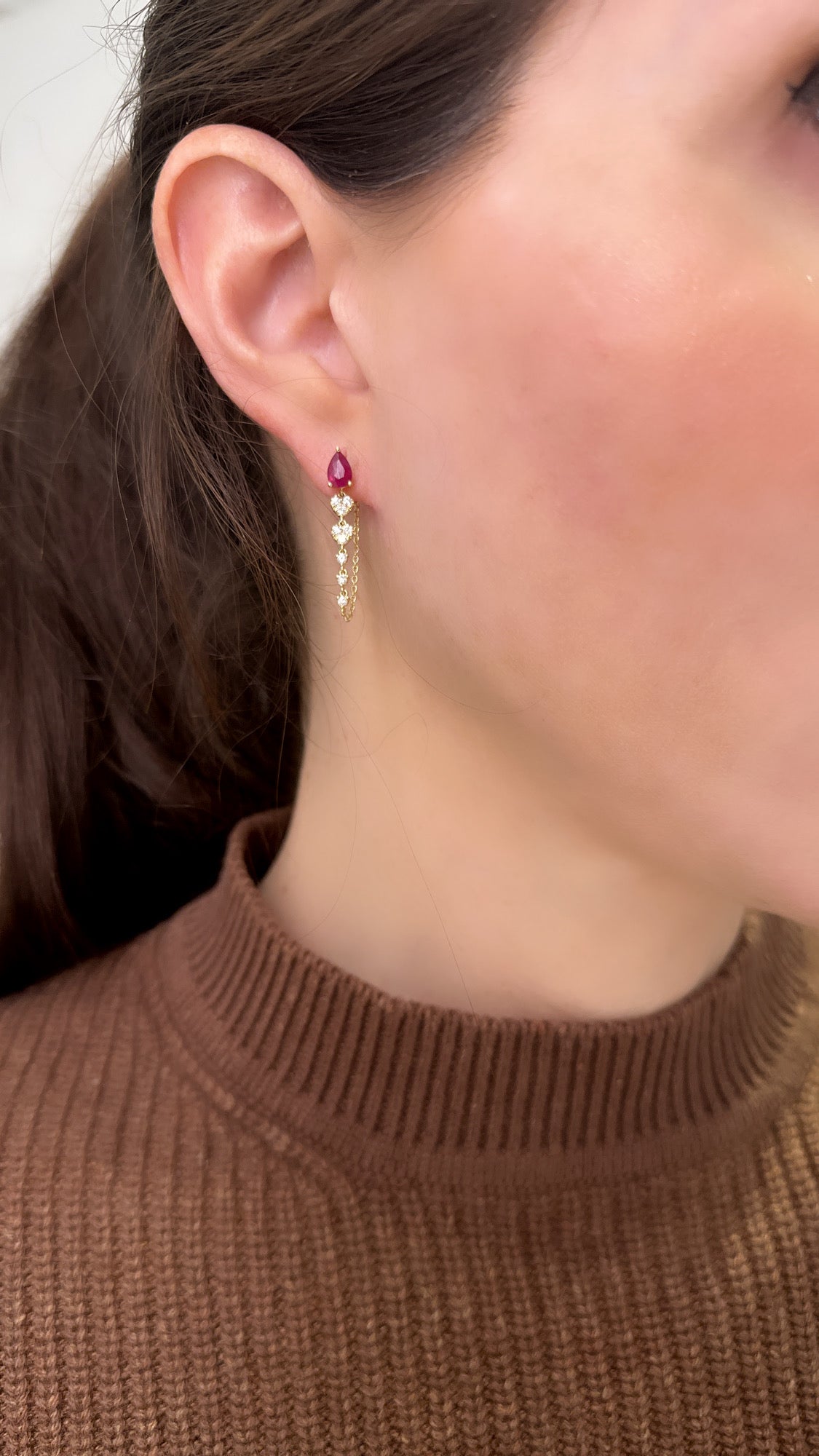 Ruby and Diamond Drop Earrings
