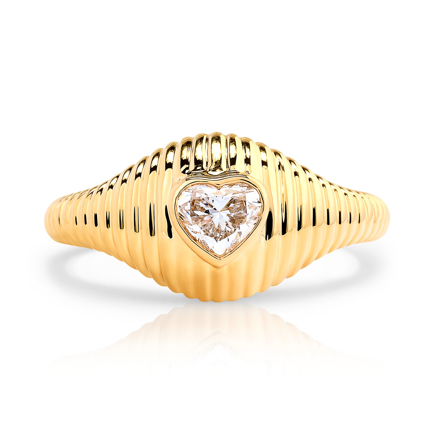 Fluted Diamond Heart Ring