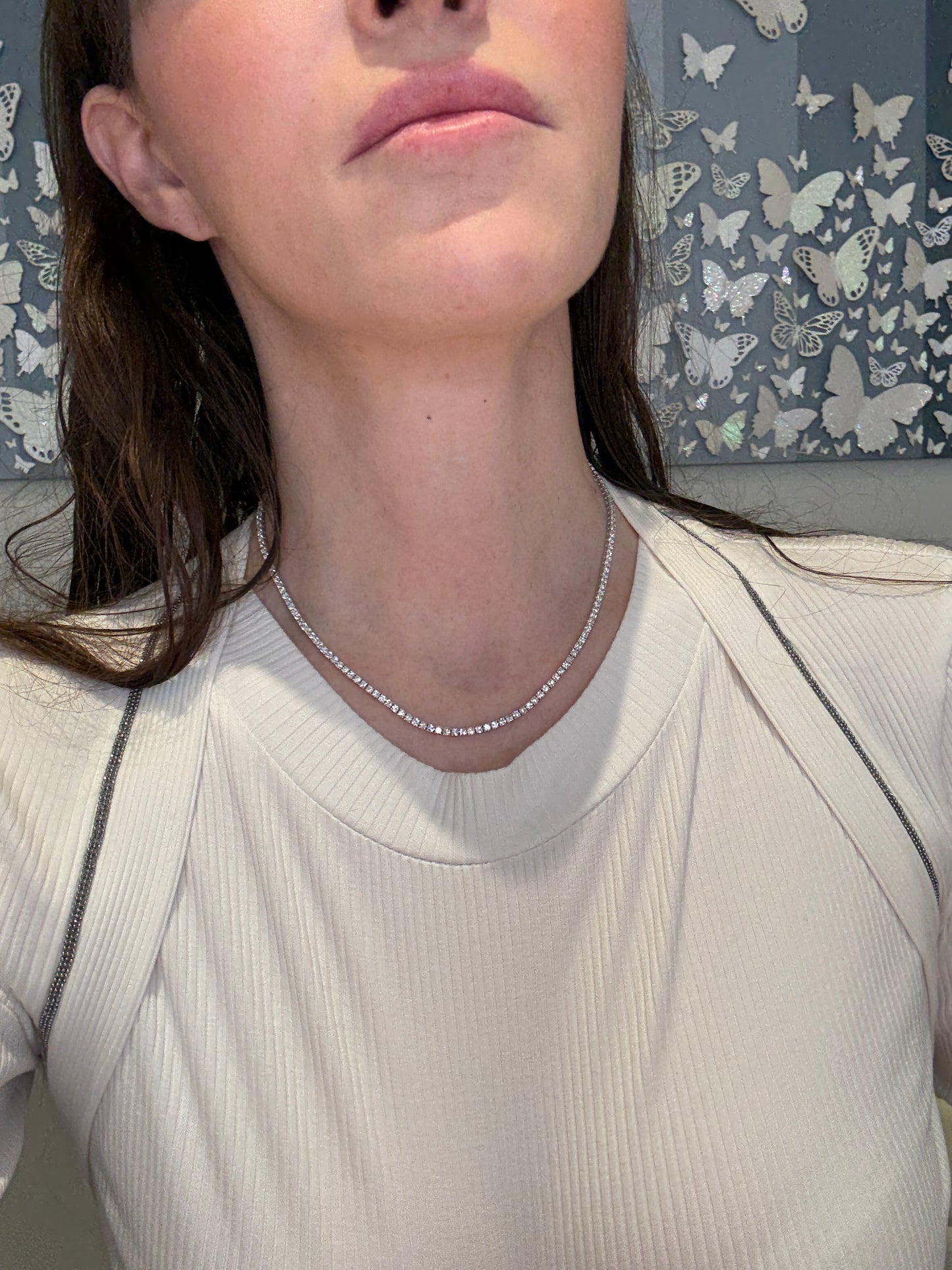 Lab Grown Diamond Straight Line Tennis Necklace-7