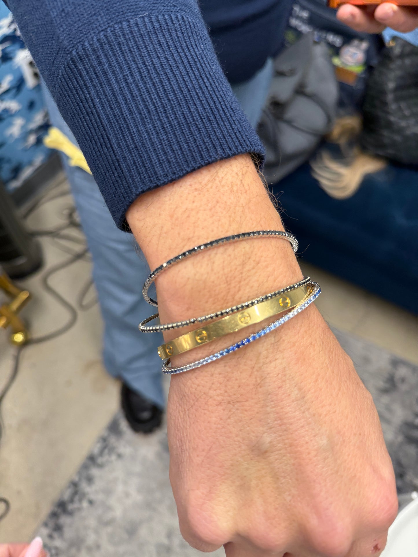 Mens Black Diamond Flex Bangle