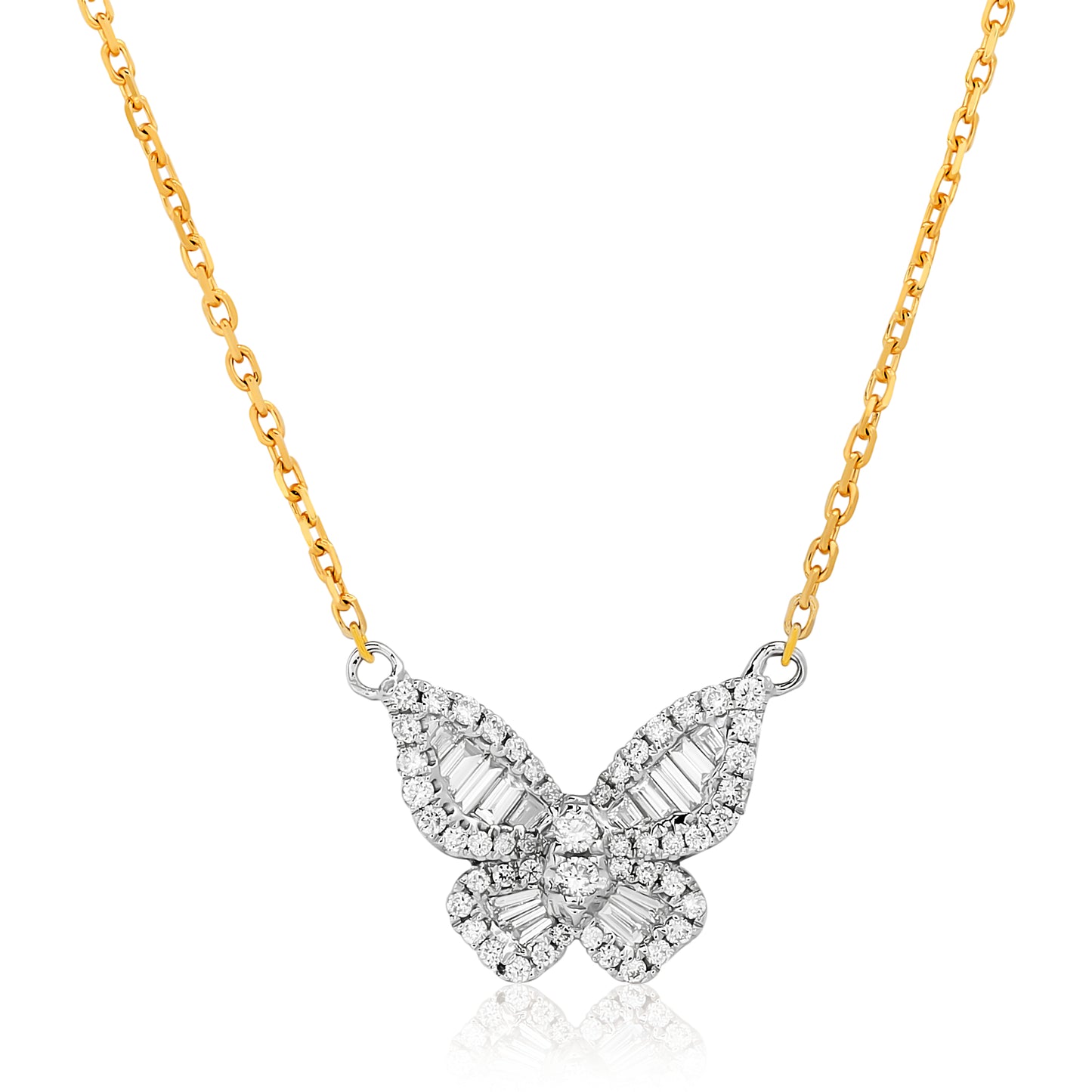 Two Tone Romantic Butterfly Pendant in Size 2
