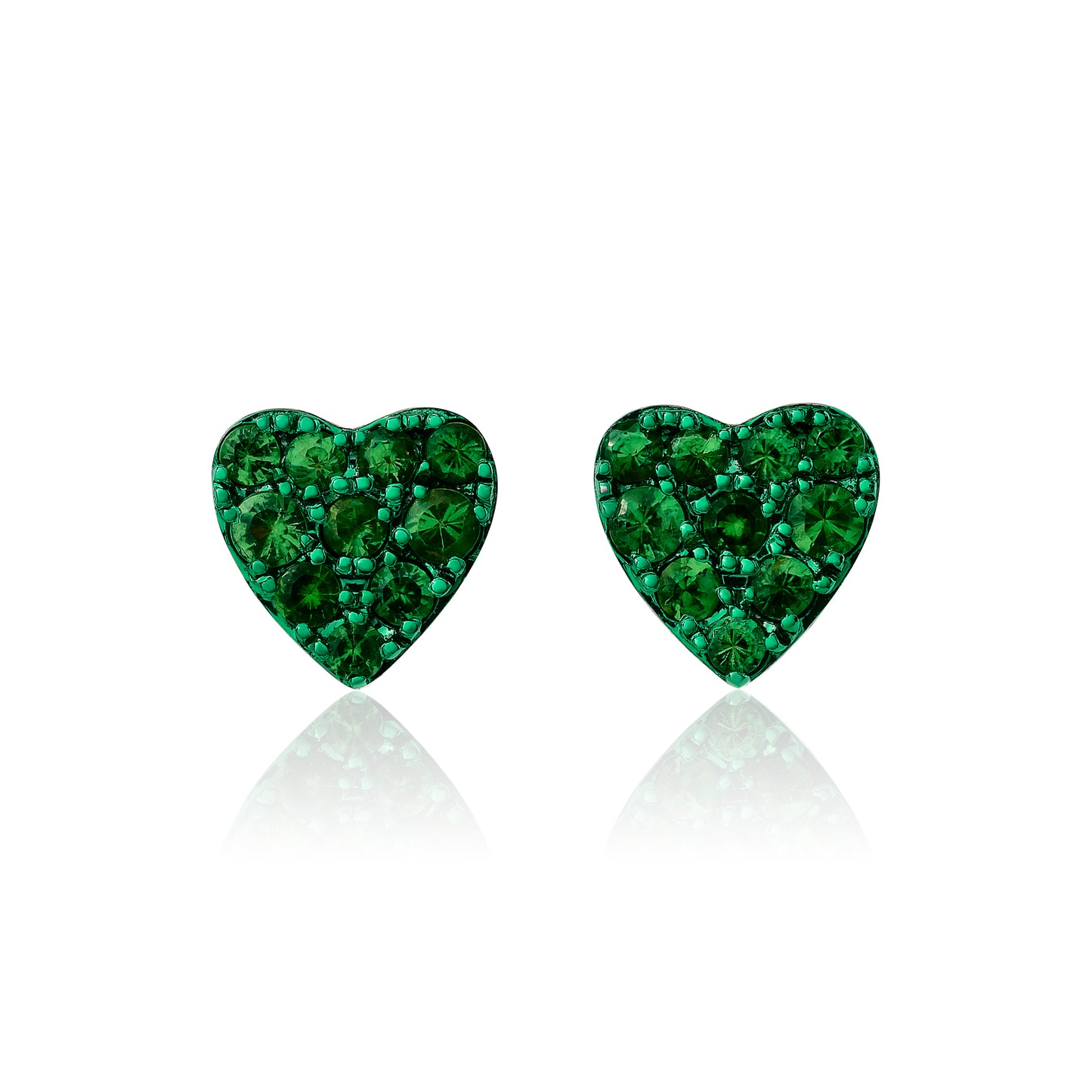 Petite Tsavorite Heart Stud Earrings