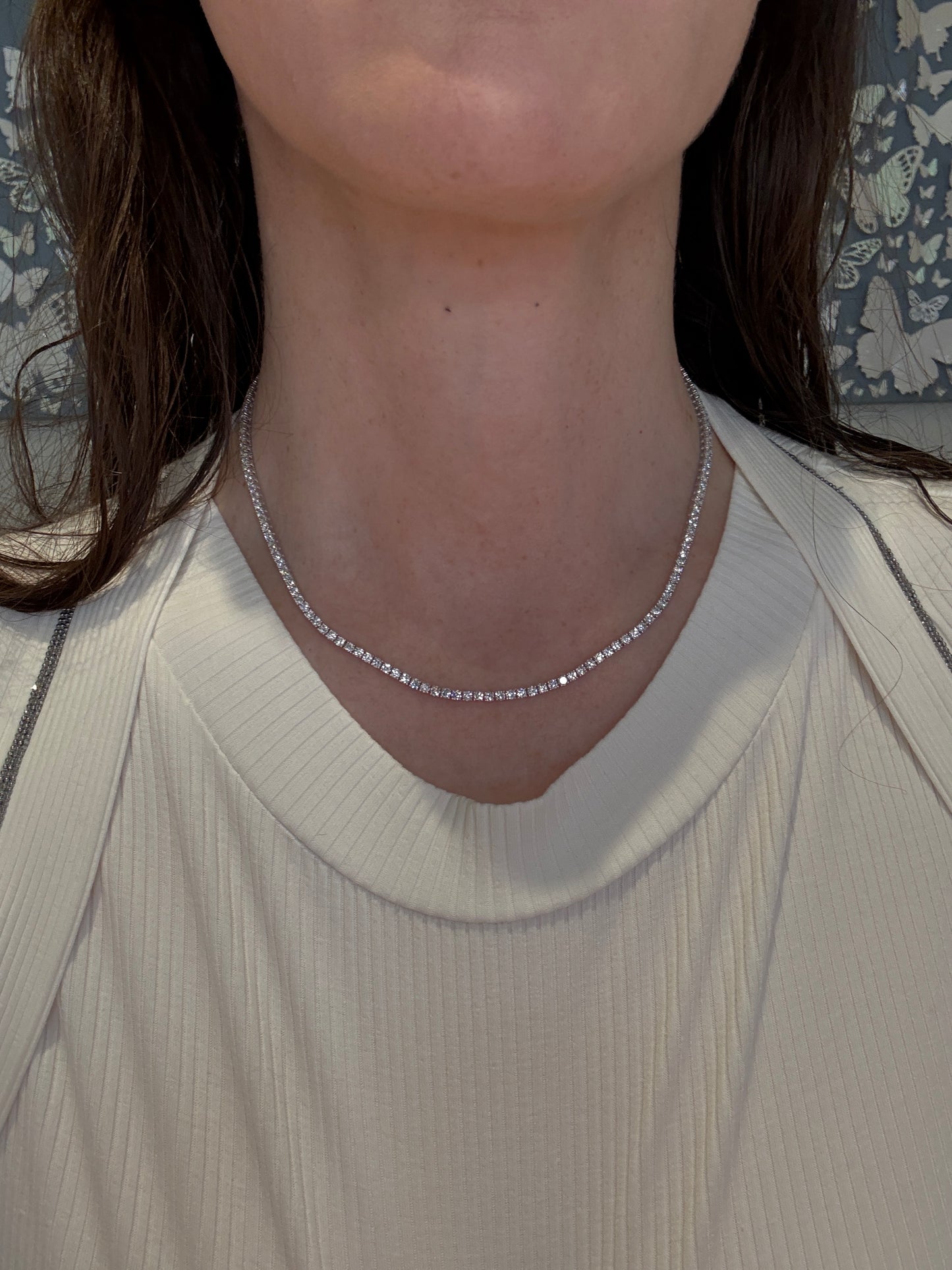 Lab Grown Diamond Straight Line Tennis Necklace-7