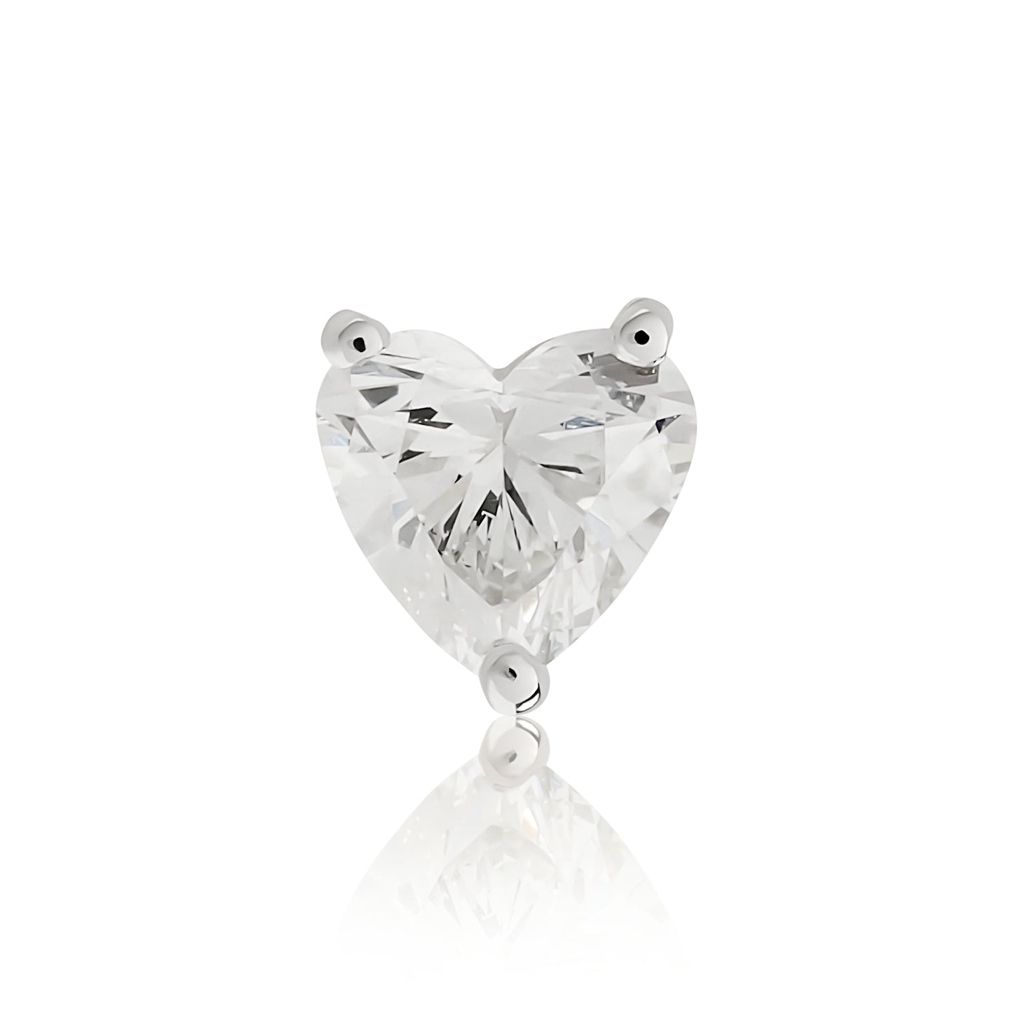 Diamond Flat back Heart Stud Earring