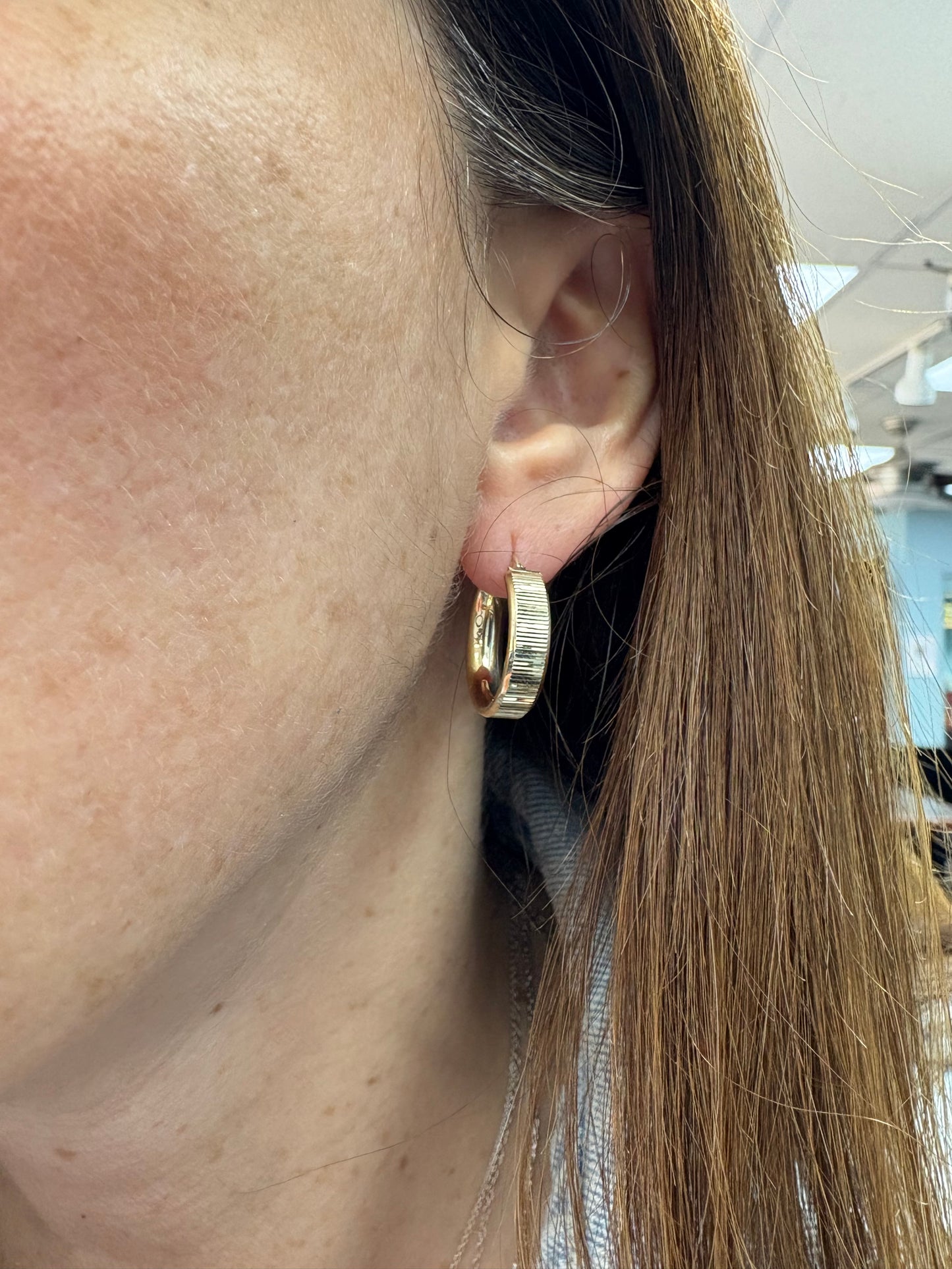 Fluted Yellow Gold Hoop Earrings