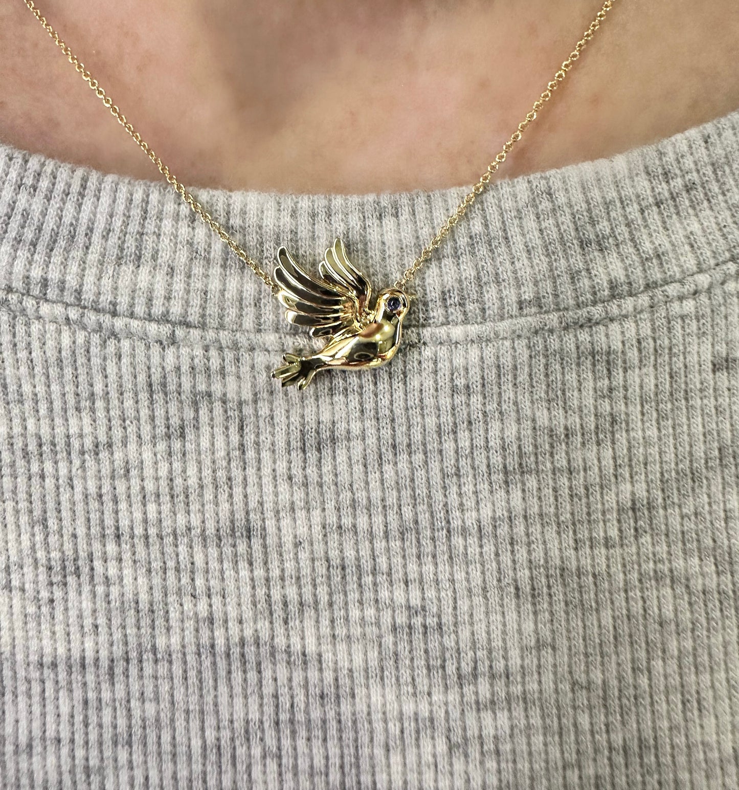 All Gold Baby Dove Pendant - Two