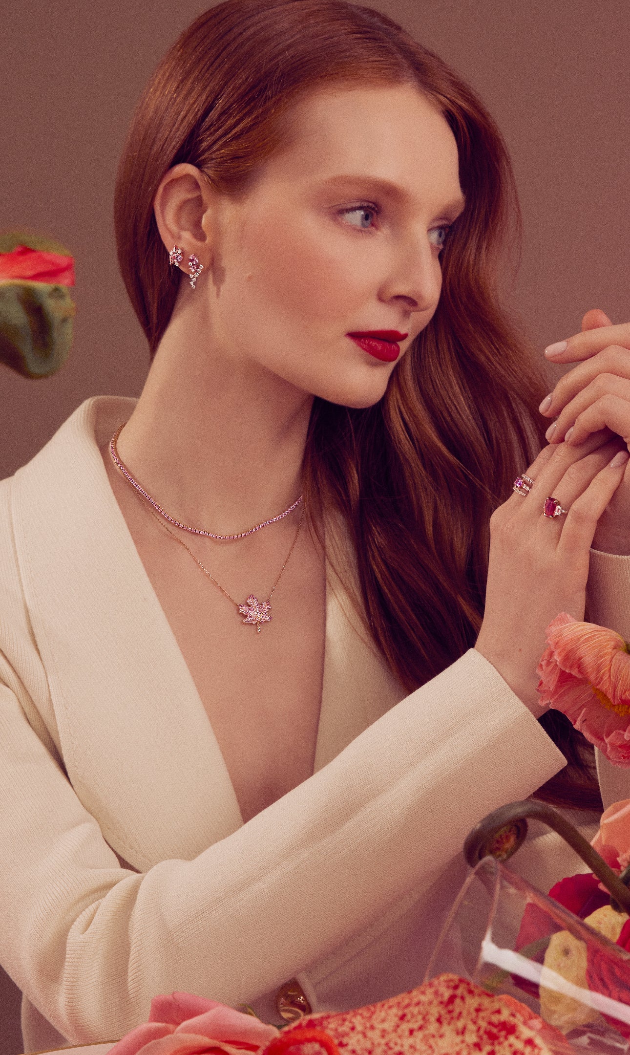 Diamond and Pink Sapphire Coil Ring