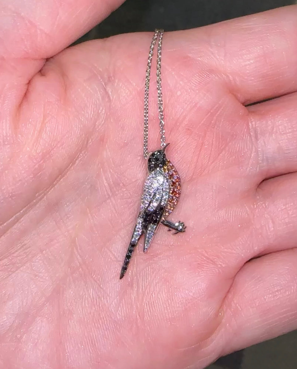 Sapphire and Diamond Robin Pendant