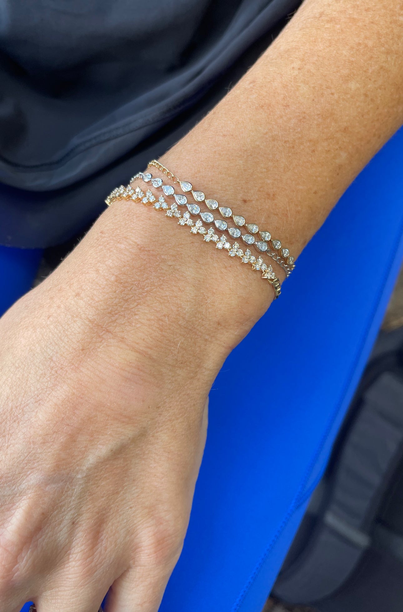 East West Diamond Pear Bracelet