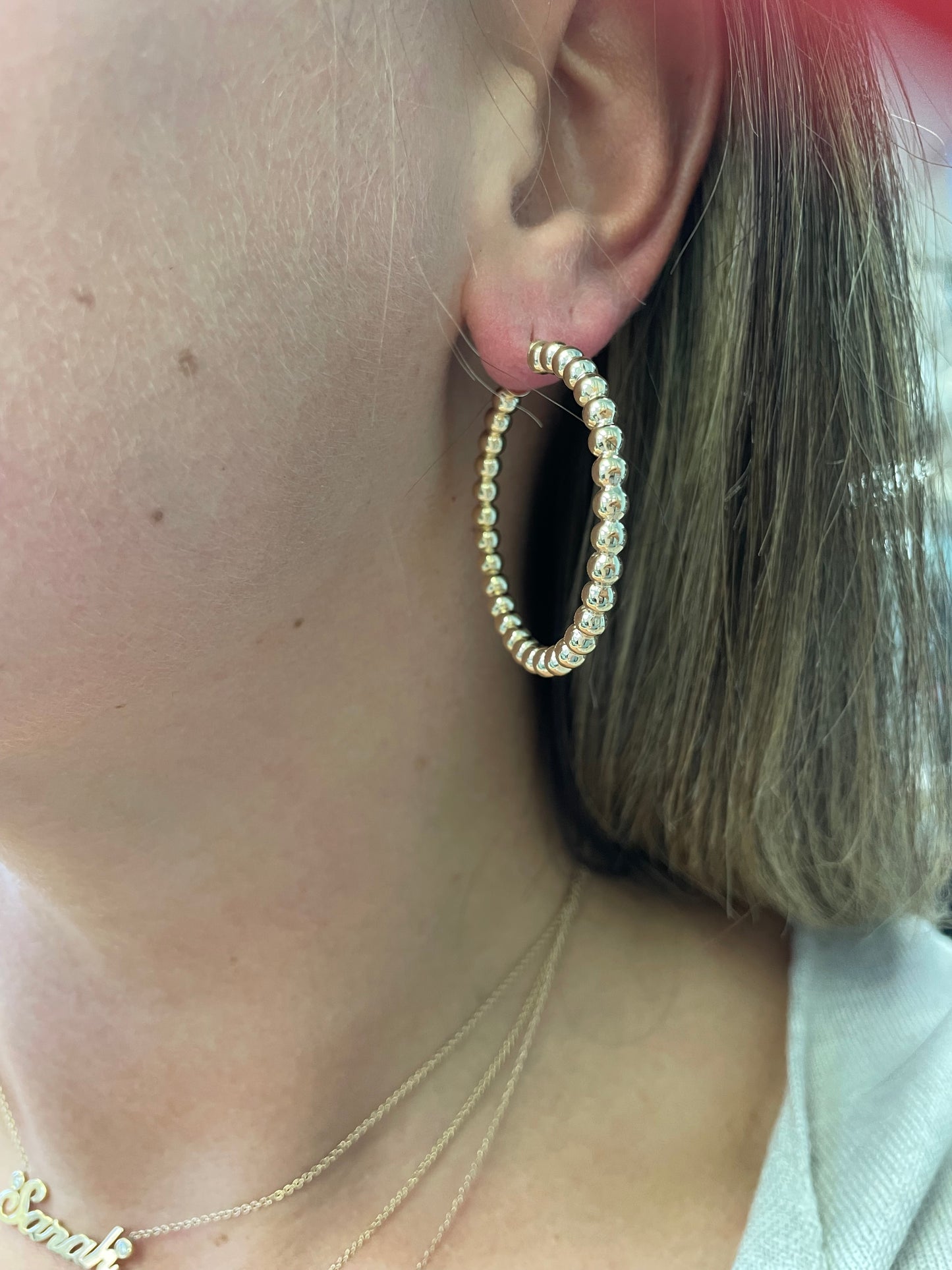 Gold Ball Hoop Earrings
