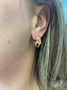 Triple Gold Diamond Hoop Earrings