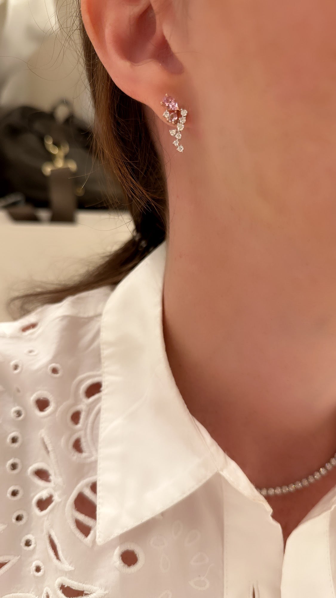 Morganite and Diamond Dangle Earrings - Two