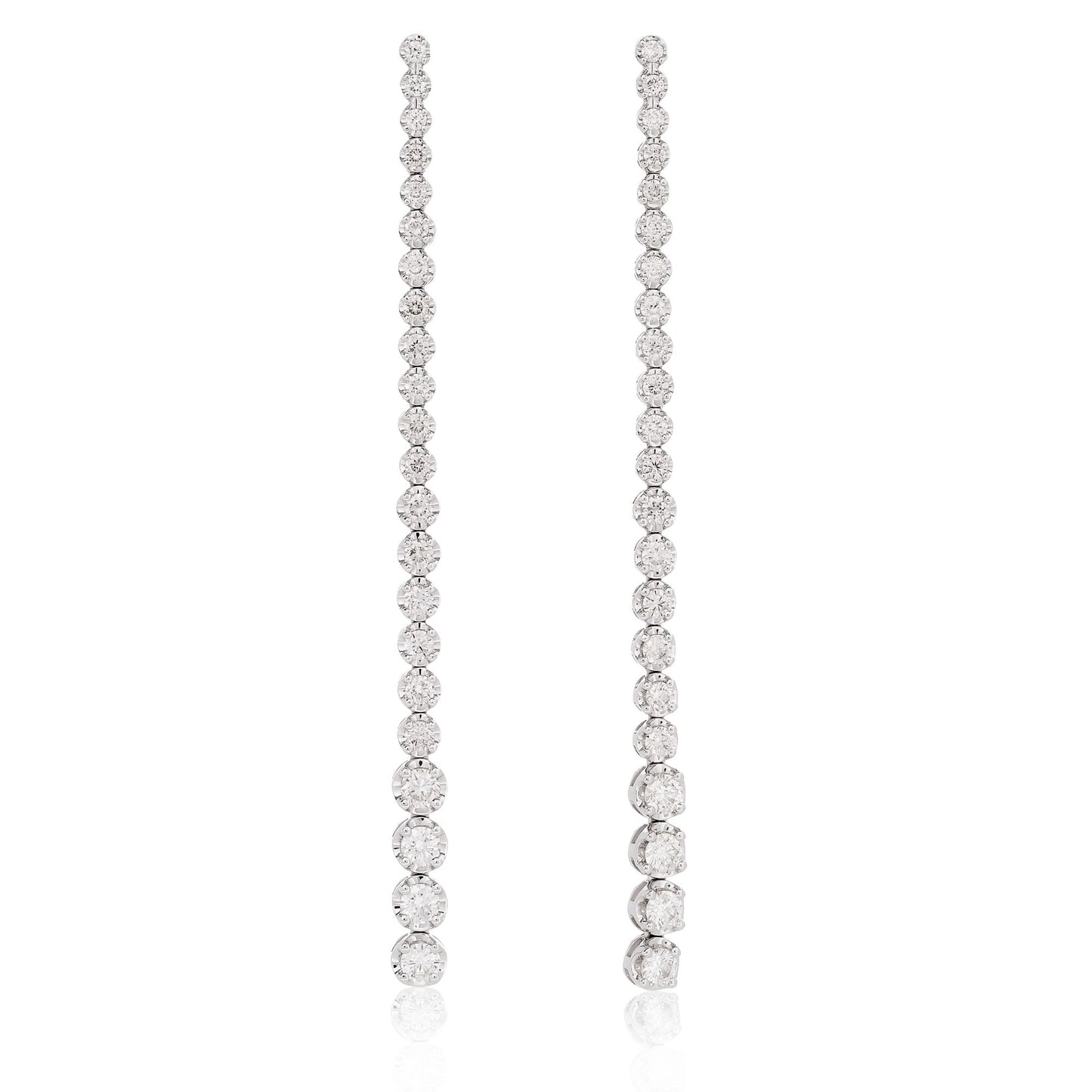 Graduating Diamond Strand Earrings - White