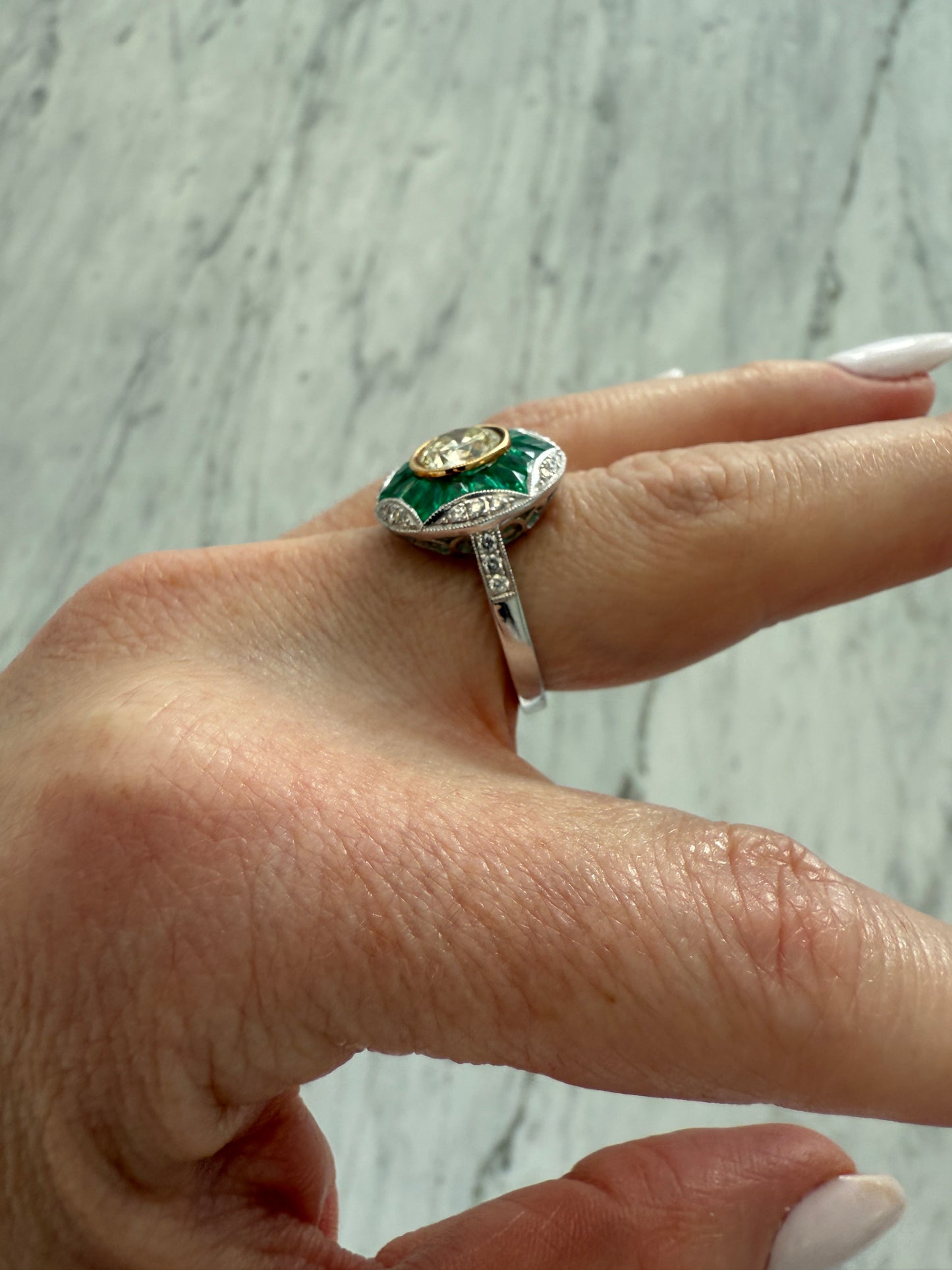 Estate Diamond and Emerald Ring