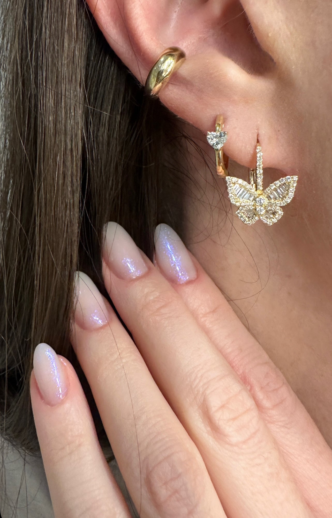 The Romantic Diamond Butterfly Hanging Earrings in Size 2