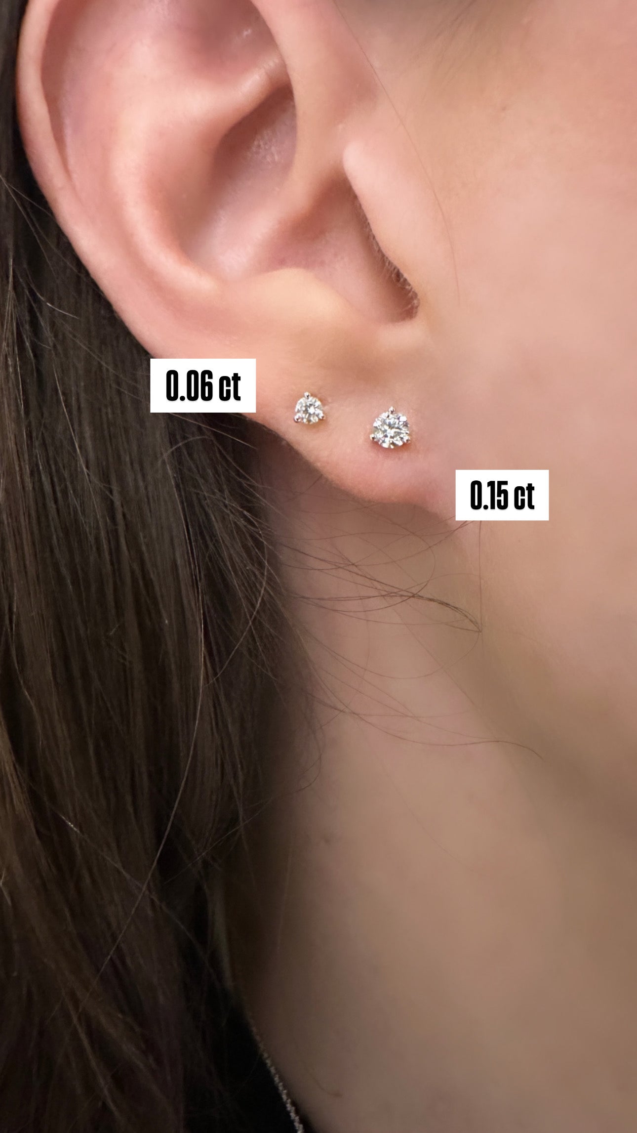 Round Shape Diamond Flat Back Stud Earring
