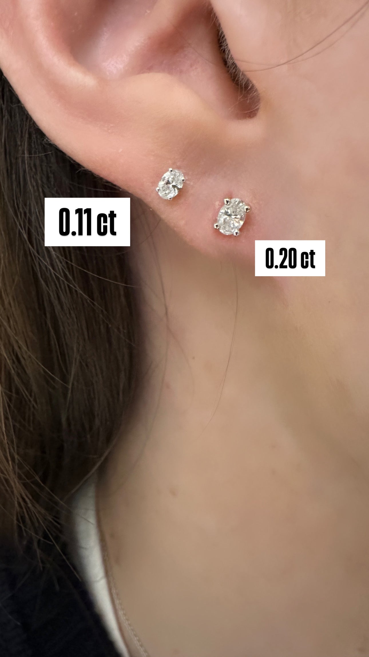 Oval Shape Diamond Flat Back Stud Earring