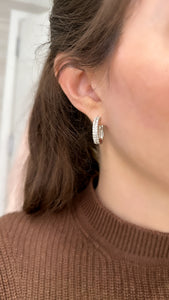 Two Row Diamond Hoop Earrings - Two