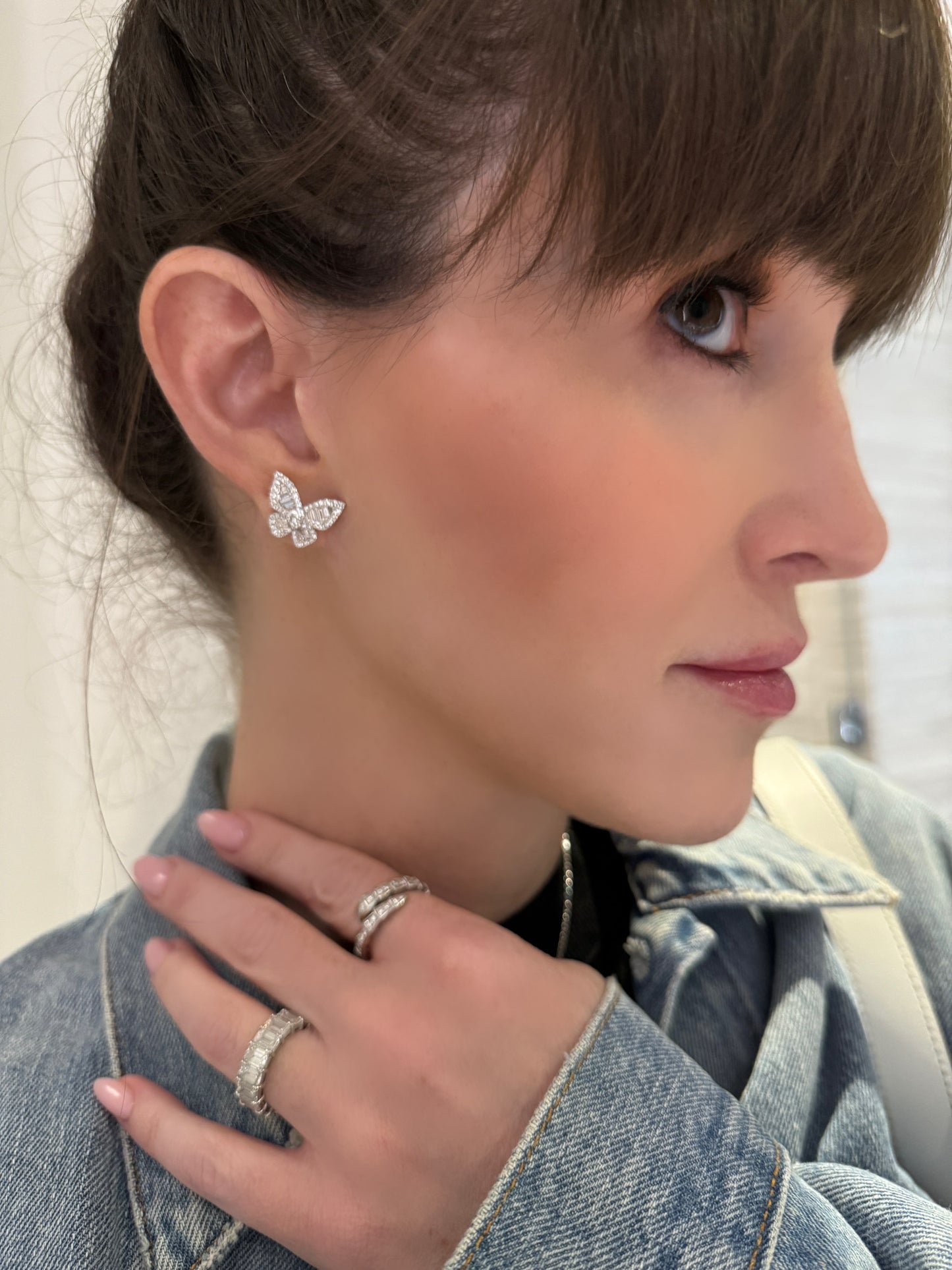 Diamond Romantic Butterfly Earrings Size 3