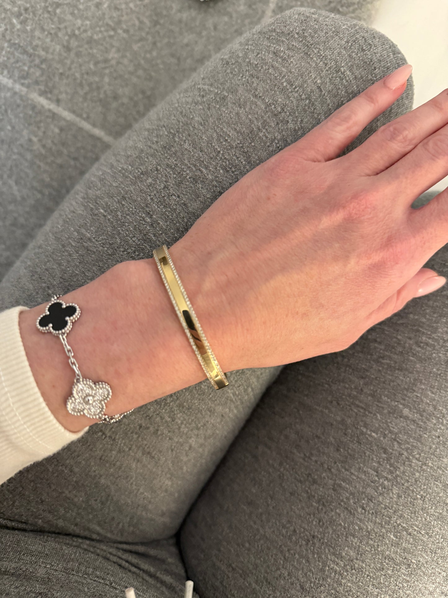 Diamond and Gold Bangle Bracelet