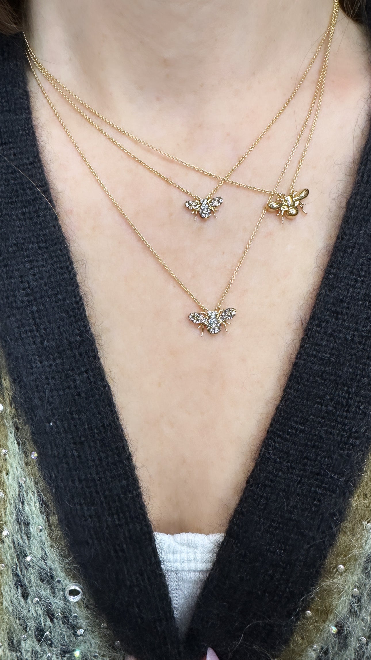 All Gold Bumble Bee Pendant - Two