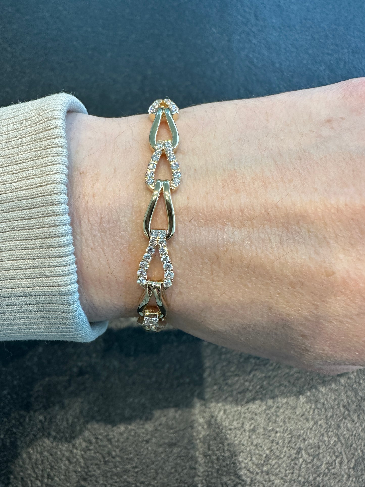 Alternating Diamond and Gold Luxe Link Bracelet - Two