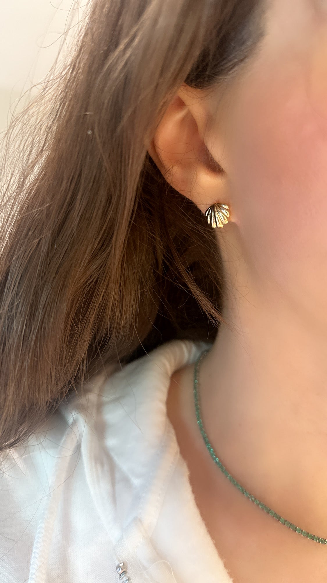 Plain All Gold Seashell Stud Earrings