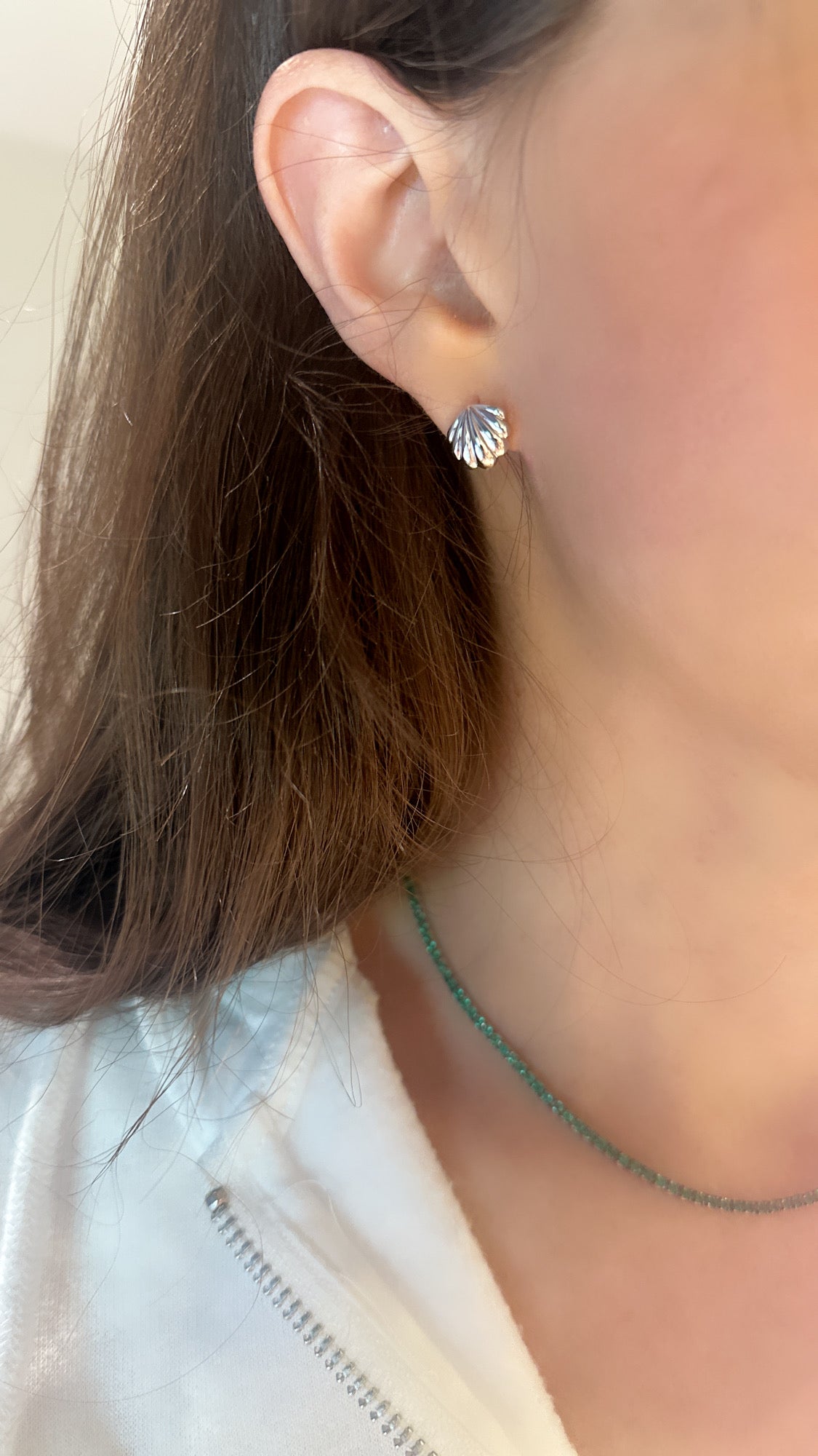 Plain All Gold Seashell Stud Earrings