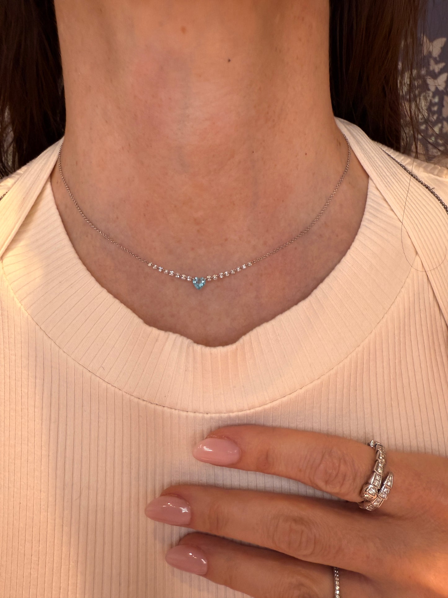 Heart Shape Apatite Diamond Necklace