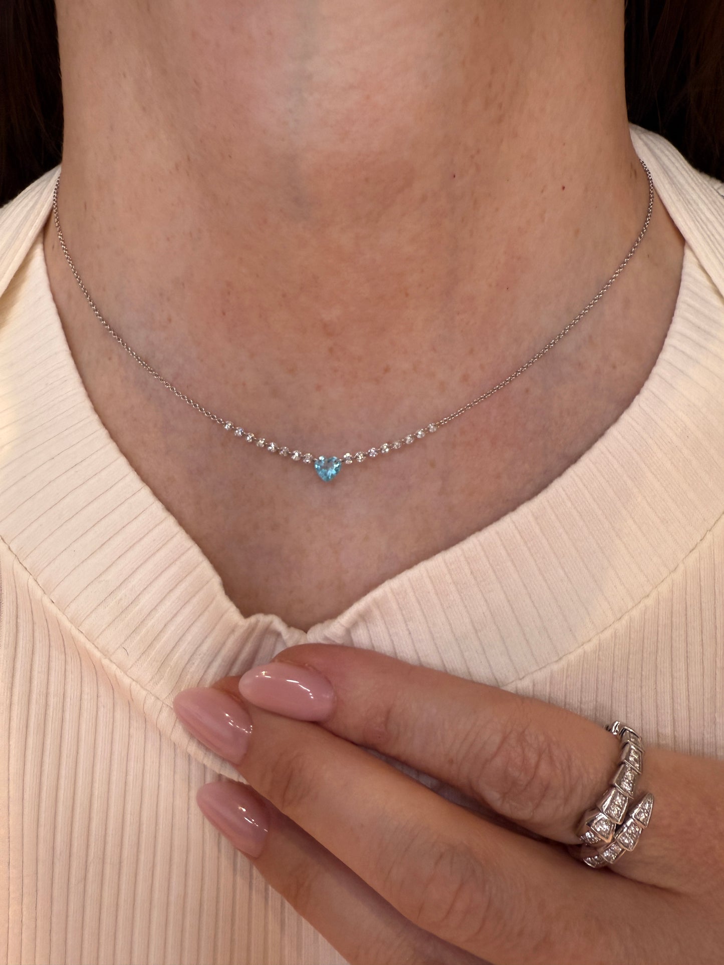 Heart Shape Apatite Diamond Necklace