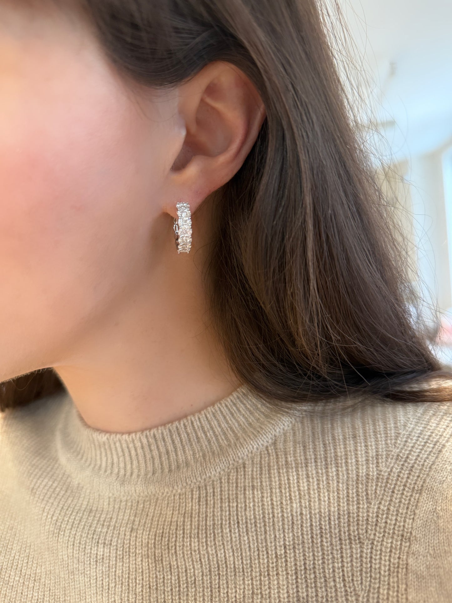 Marquis and Oval Diamond Illusion Set Hoop Earrings