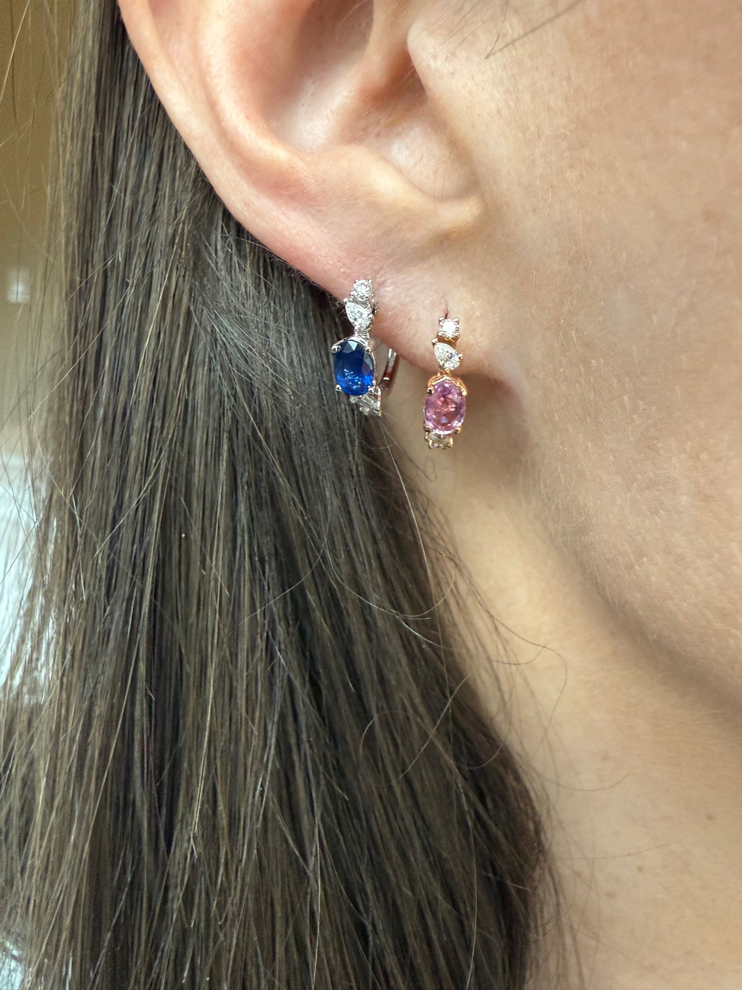 Sapphire and Diamond Hoop Earrings