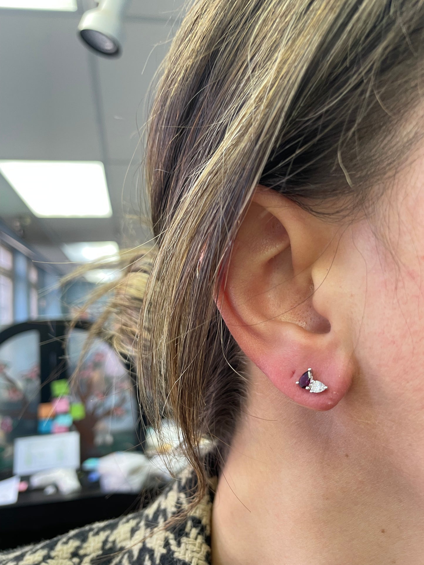 Toi Et Moi Diamond and Tourmaline Birthstone Stud Earrings