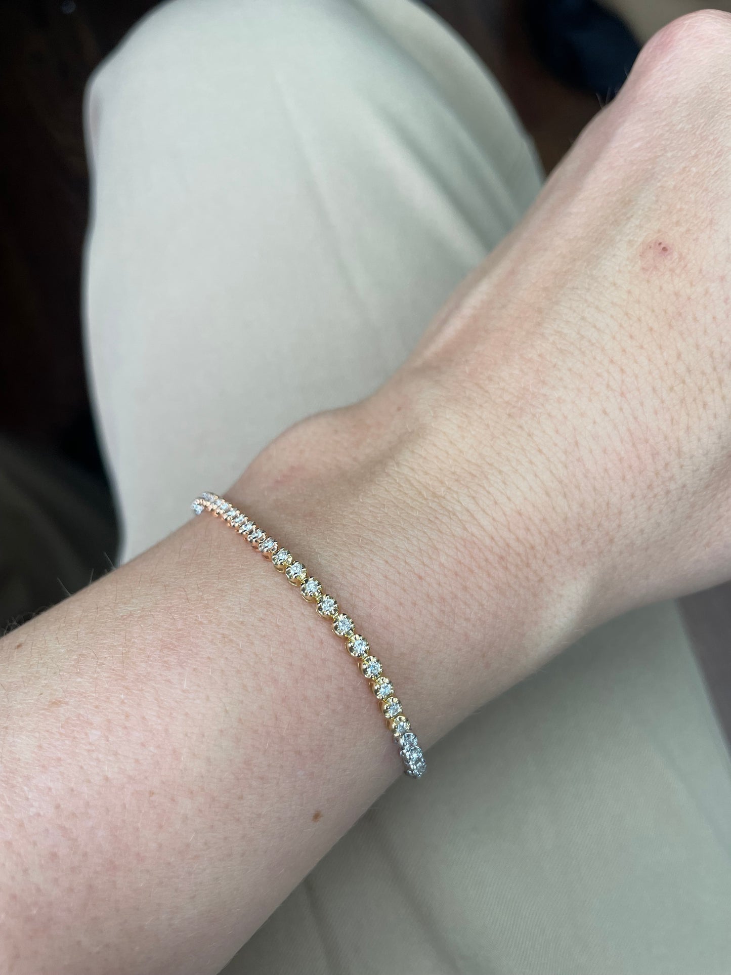 Dainty 1 Tri Color Diamond Dainty Tennis Bracelet