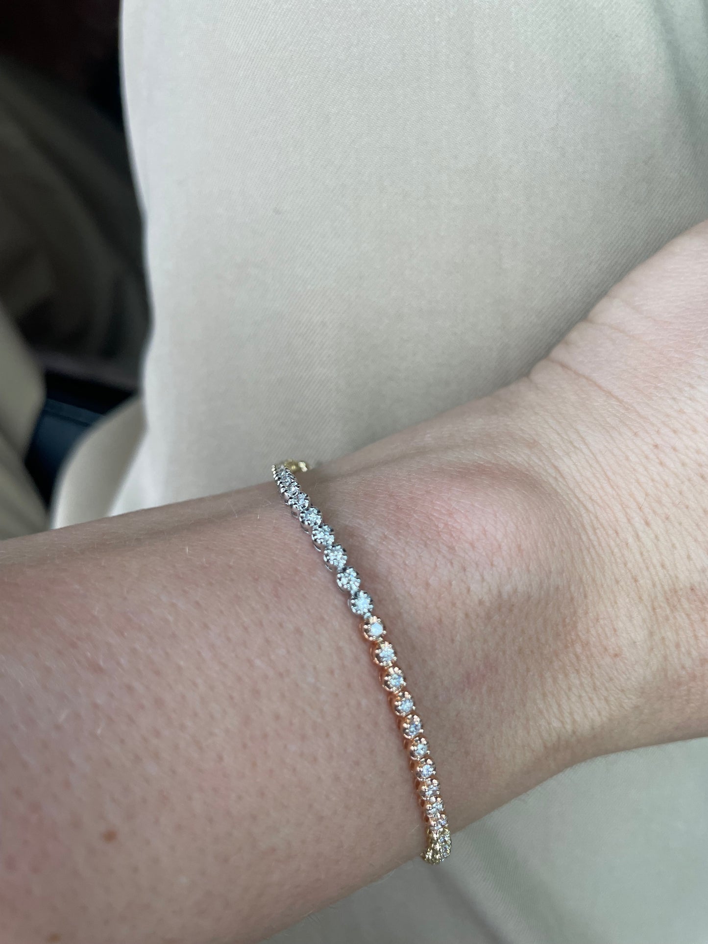 Dainty 1 Tri Color Diamond Dainty Tennis Bracelet