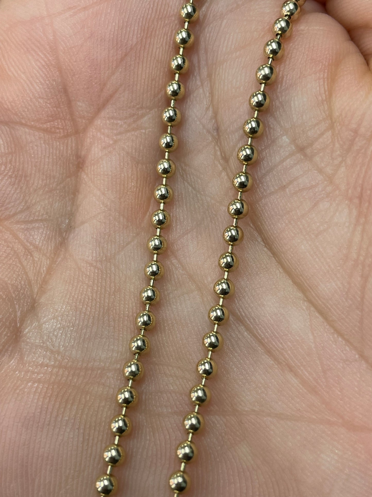 Solid Yellow Gold Ball Chain