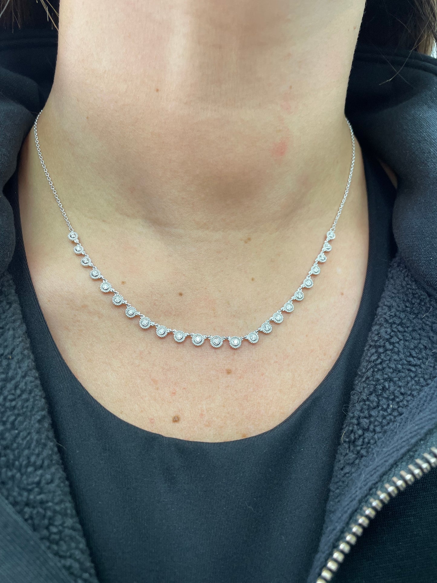 Halfway Diamond Bezel Set Diamond Necklace
