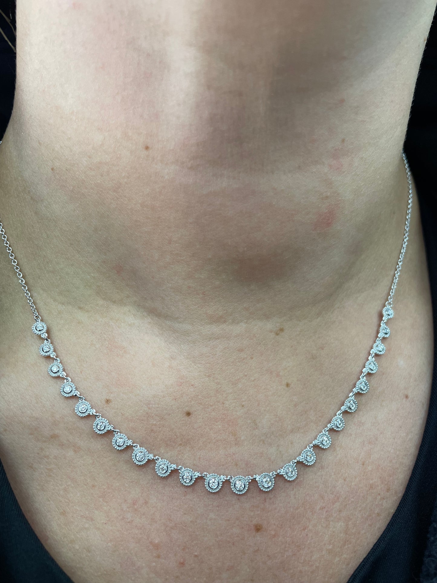 Halfway Diamond Bezel Set Diamond Necklace