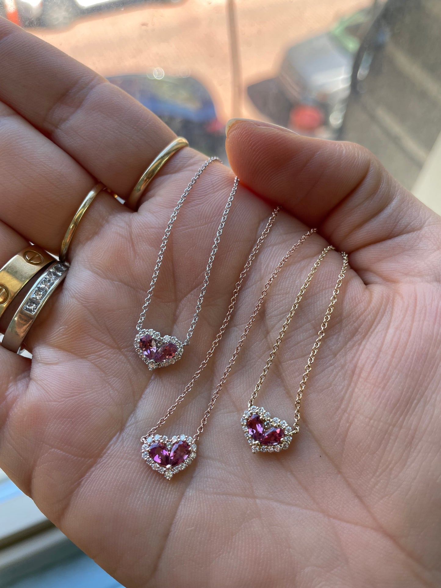 Chubby Pink Tourmaline and Diamond Heart Pendant