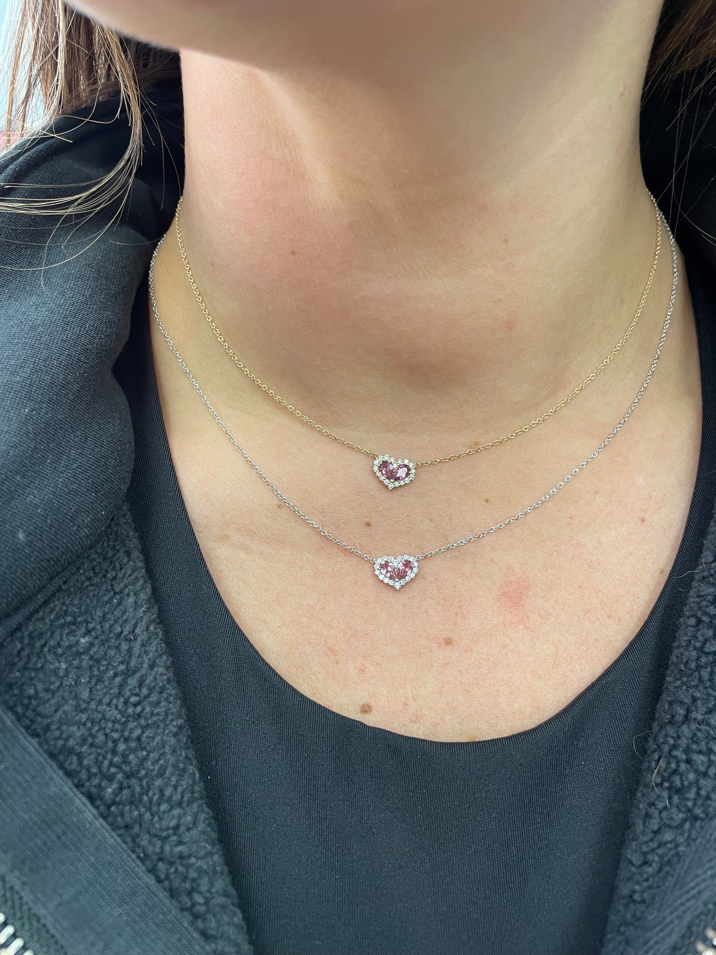 Chubby Pink Tourmaline and Diamond Heart Pendant