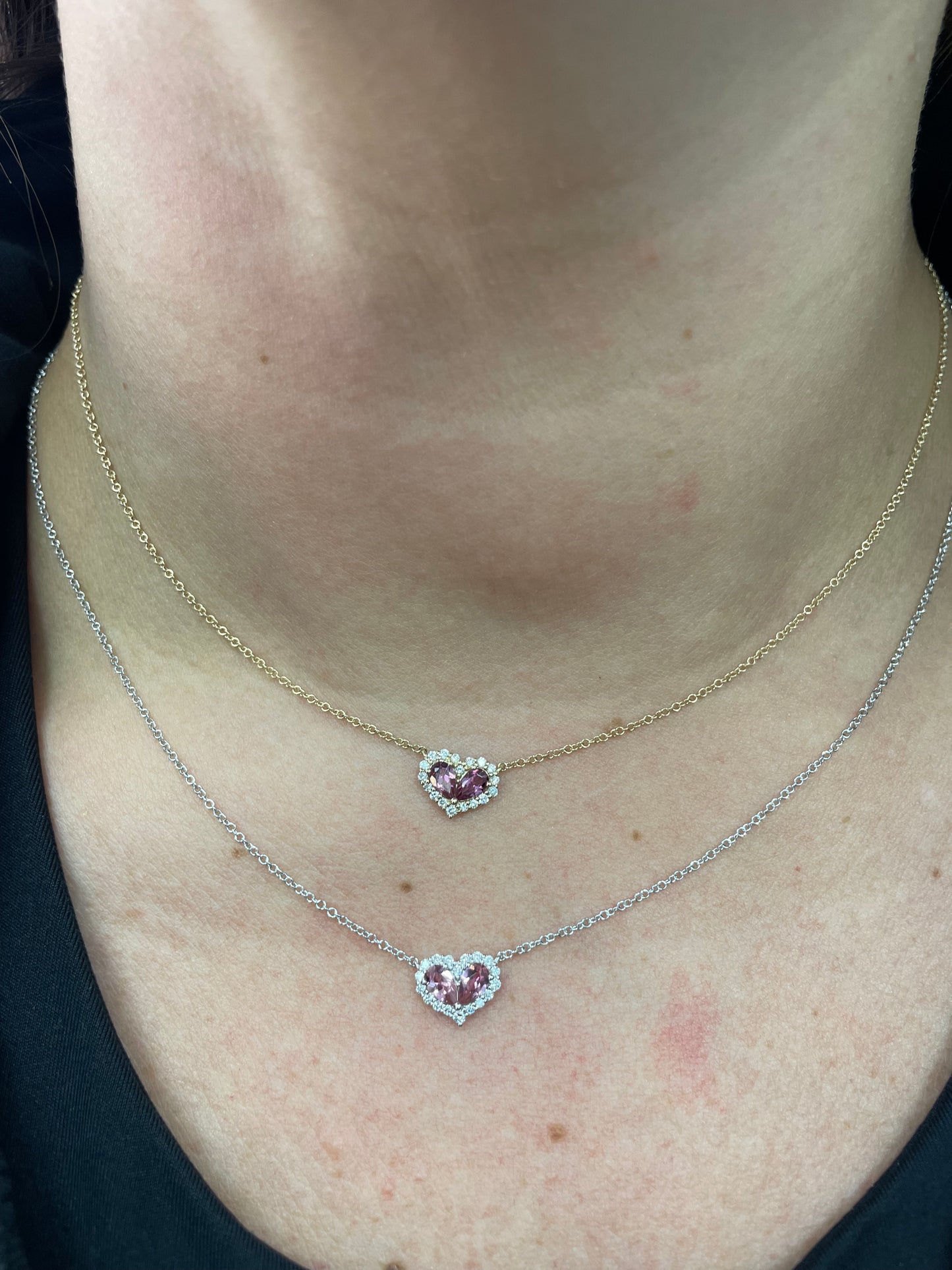 Chubby Pink Tourmaline and Diamond Heart Pendant