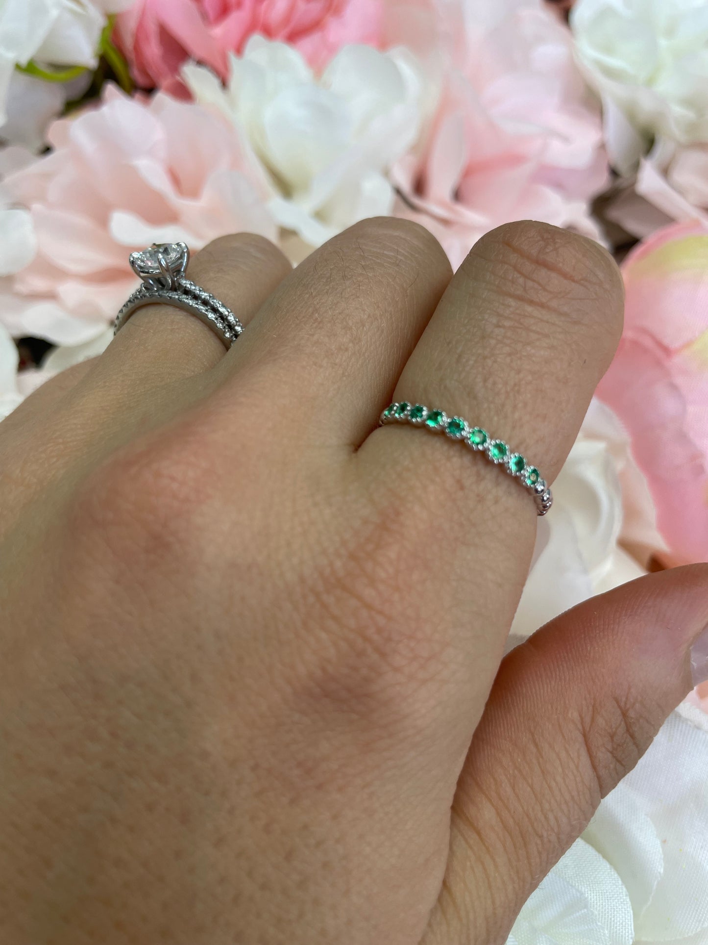 Dainty 2 Emerald Band