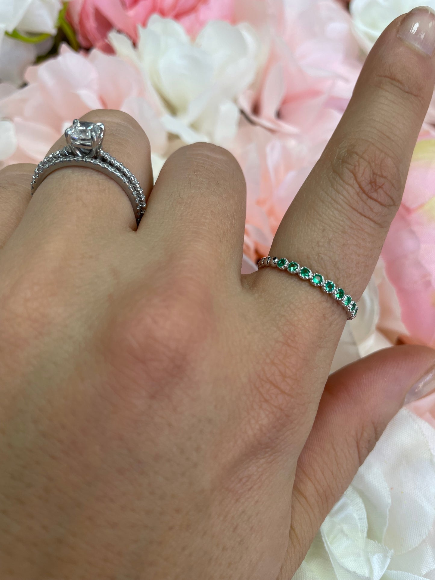 Dainty 2 Emerald Band