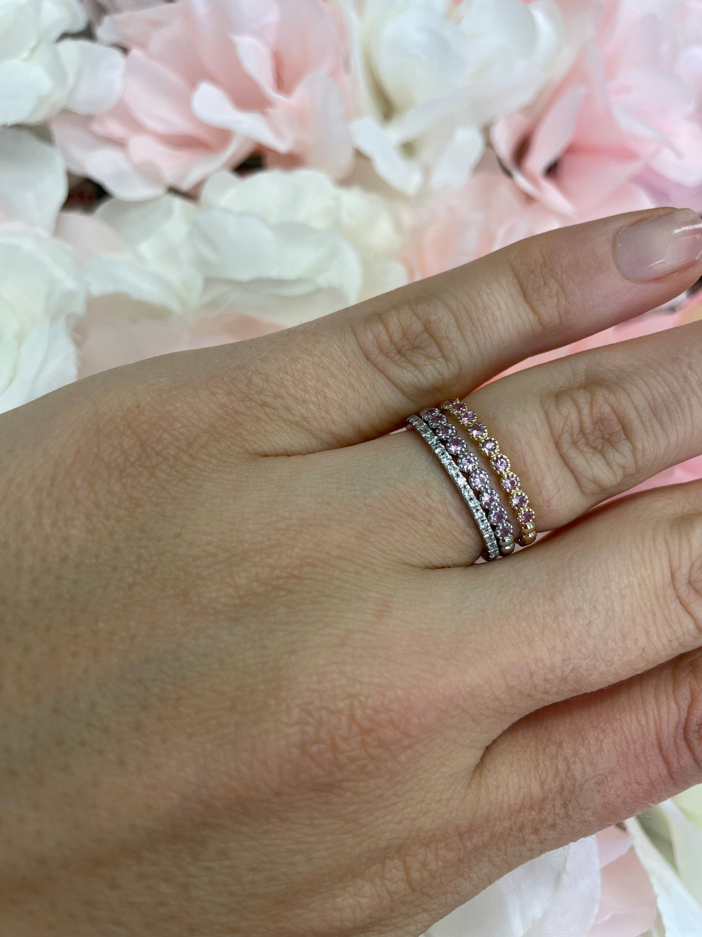 Dainty 2 Pink Sapphire Band