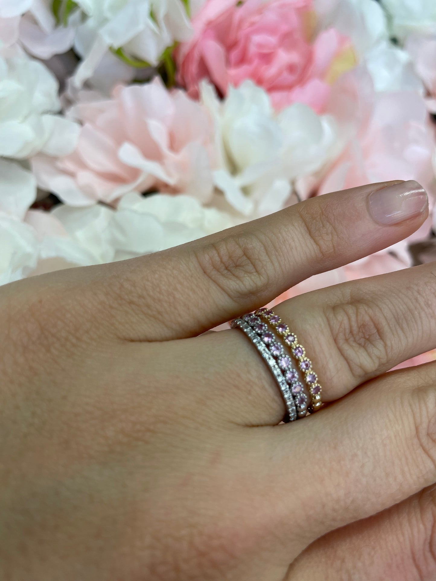 Dainty 2 Pink Sapphire Band