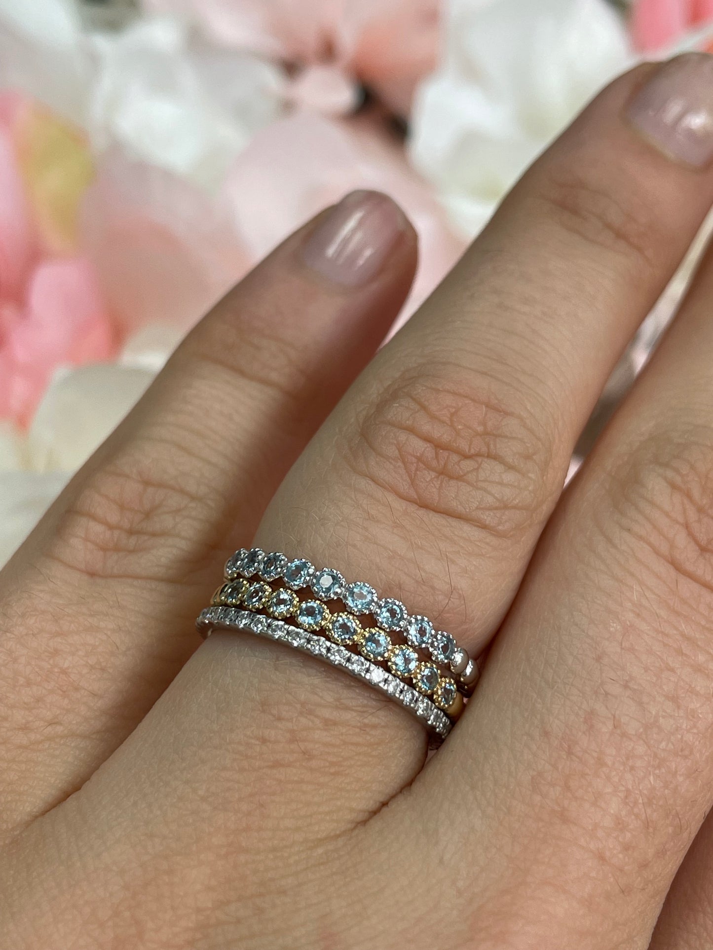 Dainty 2 Sky Blue Topaz Band