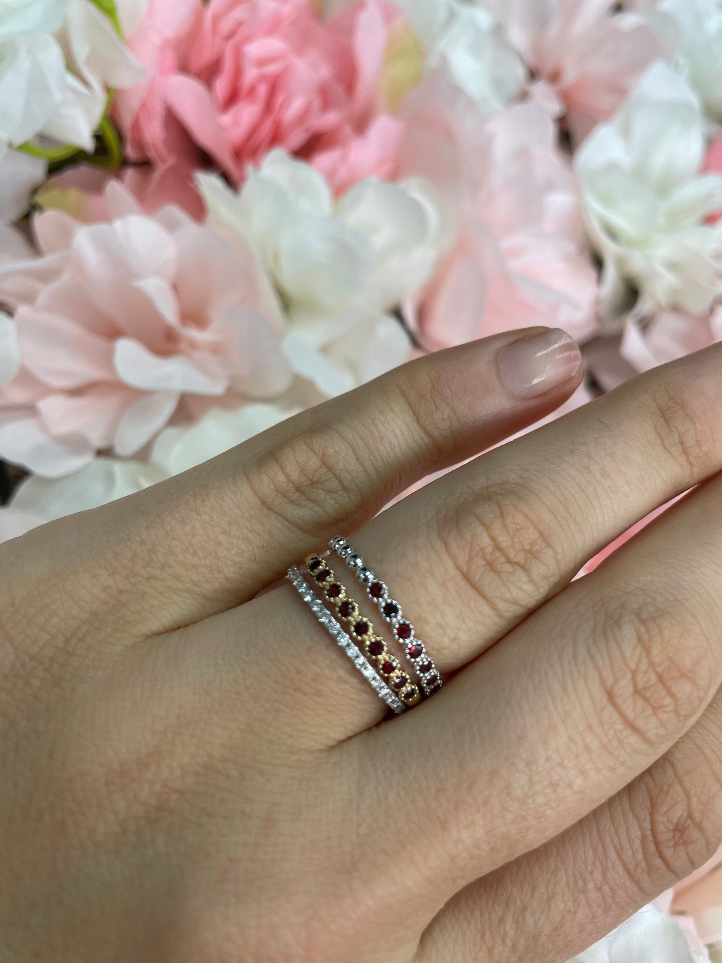 Dainty 2 Garnet Band